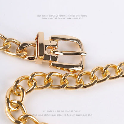 New Hip Hop Fashion For Men And Women Metal Waist Chain Padlock Pendant Versatile Jeans Skirt Accessories Thick Chain