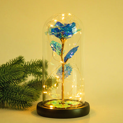 Enchanted Forever Rose Flower in Glass LED Light Christmas Decoration