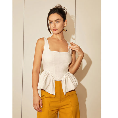 Women's Top Shirt Square Collar Irregular Spaghetti-strap Vest